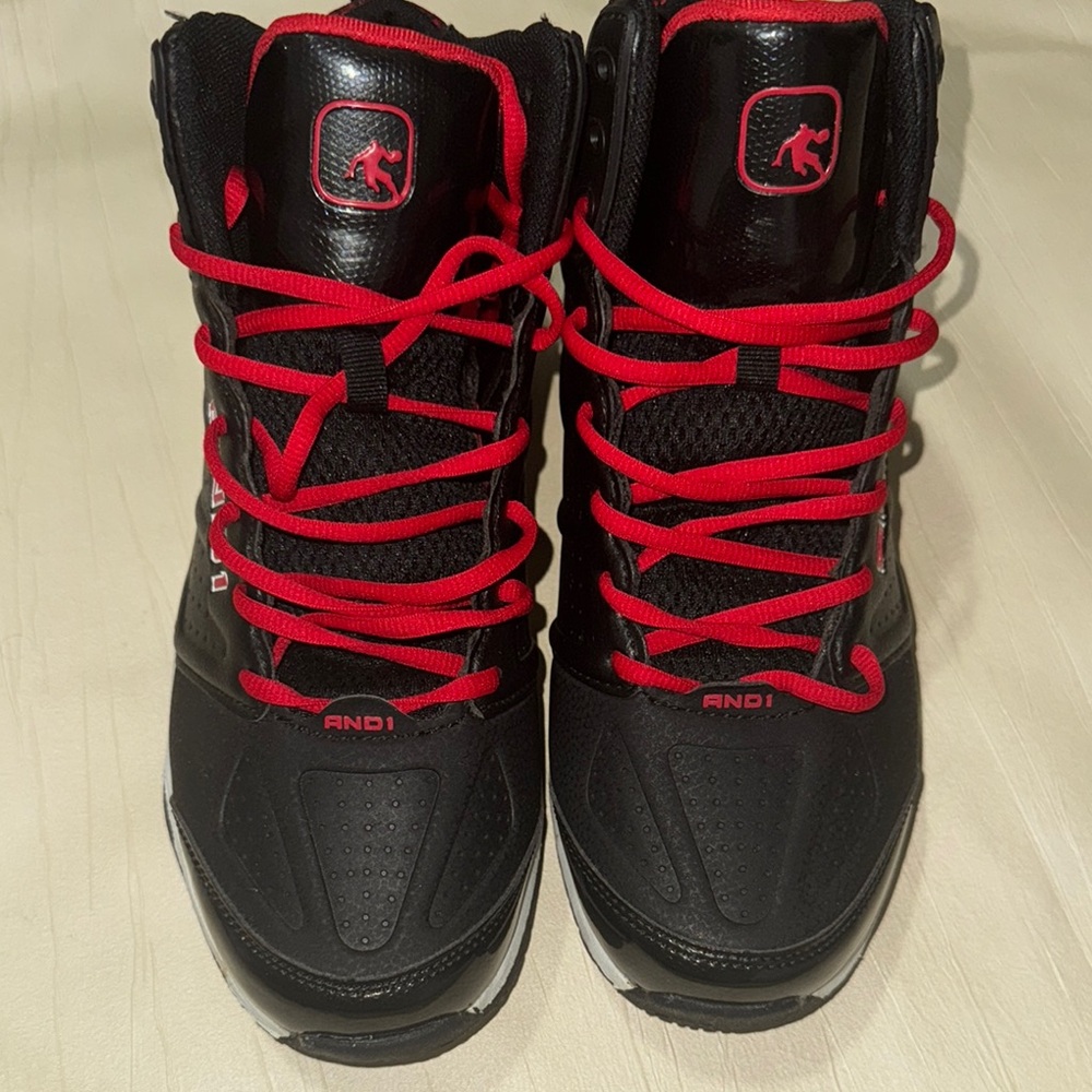 AND1 Black and Red High-Top Sneakers